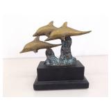 6.75" Tall Mounted Brass Dolphin Sculpture