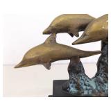 6.75" Tall Mounted Brass Dolphin Sculpture