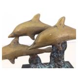 6.75" Tall Mounted Brass Dolphin Sculpture
