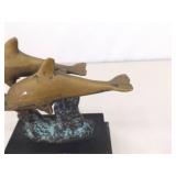 6.75" Tall Mounted Brass Dolphin Sculpture