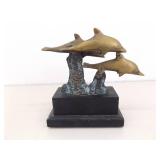 6.75" Tall Mounted Brass Dolphin Sculpture