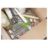 Assorted Painting Tools and Supplies - Rollers, Paint, Brushes