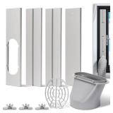 Portable Air Conditioner Window Kit with Coupler, 5.9 Inch Adjustable Window Seal Plate for A/C Units, Universal Sliding AC Vent Kit for Ducting