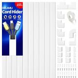 Delamu Cord Hider, 157in Wire Covers for Cords on Wall, Premium Cable Hider Cord Covers for Wires, Cable Management Wire Hiders for TV, Cable Raceway Kit, W0.95 H0.55in, White