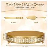Wenqik Gold Cake Stand 12 Inch Metal Round Wedding Cake Stand with Cutting & Spatula Cupcake Dessert Cookies Display Holder Fruit Serving Tray for Wedding Birthday Anniversary Party