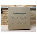Lampshades Set of 2, Drum Lampshades 11.6" Top x 12.6" Bottom x 9.8" High, Seaside village Medium Lampshades (Spider Fitter), Beige Lampshades Natural Linen Hand Crafted, Easy Assembly Required