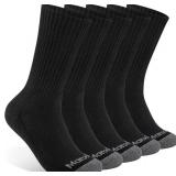 Monxiery Mens Cotton Moisture Wicking Cushioned Crew Socks, Athletic Performance Work socks