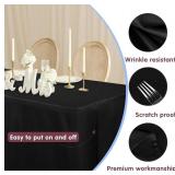 HolidayIdeas 2 Pack Fitted Tableclothes - 60 x 30 Inch - Black Rectangle Tablecloths for 5 Foot Tables, Fabric Table Cover Protector for Parties, Holiday Dinner, Wedding, Trade Show
