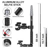 Motorcycle Handlebar Mount Dual Clamp Kit with 59" Invisible Selfie Stick - Anti-Slip Locking Mechanism for Insta360 X5/X4/X3/X2/GO3 & GoPro (Universal Bike Mount Accessories)