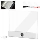 LED Reading Light, Rechargeable Clear Flat Book Light with 3 Colors & Timer, Dimmable Book Lights for Reading at Night, Doodleable Panel Plate Lamp Full Page Lights, for Book Lovers (White)