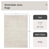 Valenrug Washable Rugs 3x5 - Stain Resistant 3x5 Area Rugs for Living Room, Non Slip Backing Printed Entryway Rugs for Bedroom, Folable Machine Washable Area Rug(3