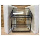 NCYP Glass Enclosure with Vent Holes for Jumping Spiders, Praying Mantis, Small Insect - 7.5" x 4.9" x 9" Front Opening Door Vented Glass Terrarium - House Shape, Home Decor, Black (Terrarium Only)