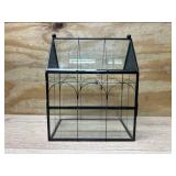 NCYP Glass Enclosure with Vent Holes for Jumping Spiders, Praying Mantis, Small Insect - 7.5" x 4.9" x 9" Front Opening Door Vented Glass Terrarium - House Shape, Home Decor, Black (Terrarium Only)
