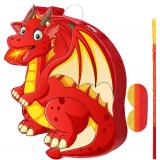 Dinosaur Pinata Set Dino Themed Pinata with Stick and Blindfold Girls Dinosaur Birthday Party for Animal Theme Party Decoration Baby Shower Game Supplies(Red Dino)