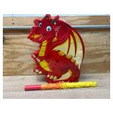Dinosaur Pinata Set Dino Themed Pinata with Stick and Blindfold Girls Dinosaur Birthday Party for Animal Theme Party Decoration Baby Shower Game Supplies(Red Dino)