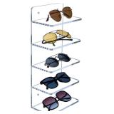 MyGift 5 Tier Premium Clear Acrylic Sunglasses Holder Rack, Wall Mounted Eye Glasses Shelf or Tabletop Display Stand, Retail Eyewear Showcase Storage Organizer