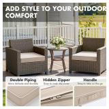 MIULEE Beige 19 x 19 x 3 Outdoor Chair Cushions Waterproof Patio Chair Cushions with Adjustable Straps Set of 2 for Patio Furniture 3-Year Color Fastness Garden Sofa Couch