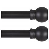 Thestoa Black Curtain Rods 2 pack for Windows 30-62 inch Adjusts Length by Splicing, 5/8" Diameter Matte Black Small Curtain Rods for Bedroom, Living Room, Kitchen, Outdoor, Farmhouse
