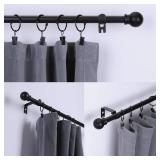 Thestoa Black Curtain Rods 2 pack for Windows 30-62 inch Adjusts Length by Splicing, 5/8" Diameter Matte Black Small Curtain Rods for Bedroom, Living Room, Kitchen, Outdoor, Farmhouse