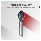 TiAlN Cobalt Single-End Countersink Chamfer Tool - Heavy-Duty M35 82-Degree Countersink Bit for Metal, Stainless Steel, Copper, Wood, Fiberboard, 1/2"