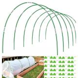 Garden Hoops for Raised Beds Row Cover, 36pcs 8ft Greenhouse Garden Grow Tunnel Netting Hoops, Greenhouse Support Hoops Garden Bed Hoops, Flexible Fiberglass DIY Hoops for Outdoor Plant, 24pcs Clips