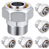 Yaocom 6 Pcs 3/4" Straight Air Piping Fittings, Brass-nickel Plated, 200psi, Tubing Fittings for Shop Compressed Air Line System Kit