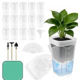 TREWAVE 16 Pack 2.5" Mini Self Watering Pots for Indoor Plants, Small Clear Plastic Planters with Drainage Holes, Propagation Pots for Alocasia Corms, African Violets, and Succulents