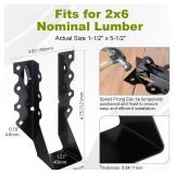 50 Pcs 2x6 Joist Hangers, 20 Gauge Heavy Duty Face Mount Joist Hangers for Wood, Black Powder Coated Hurricane Ties Deck Brackets for Rafters, Floor, Ceiling, Roofs