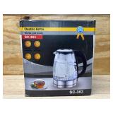 Electric Kettle Glass 2L, 1500W Fast Boiling Hot Water Boiler with Auto Shut-Off, LED Light, BPA-Free, Borosilicate Glass, Stainless Steel Interior, Wide Opening, Display Refrigerator with Door 04