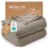 BEDELITE 100% Cotton Muslin Blankets for Adults - 4-Layer King Size Breathable and Lightweight Gauze Blanket for Couch, Bed, Travel and Summer, Soft & Cozy Gift for Women, Taupe, 108"x90"