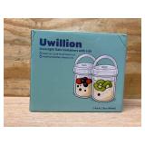 UWILLION Overnight Oats Containers with Handles, 16 oz Glass Mason Jars with Lids, Folding Spoons & Topping Compartments, Yogurt Parfait Cups for Meal Prep, Chia Pudding, Breakfast to Go, 2 Pack