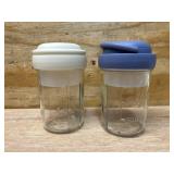 UWILLION Overnight Oats Containers with Handles, 16 oz Glass Mason Jars with Lids, Folding Spoons & Topping Compartments, Yogurt Parfait Cups for Meal Prep, Chia Pudding, Breakfast to Go, 2 Pack