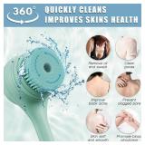 Electric Body Brush Back Scrubber for Shower, Ipx7 Waterproof Back Scrubber for Shower, Auto Spinning Exfoliating Massage Bath Brush RechargeableRotating Body Brushes with 5 Brush Heads