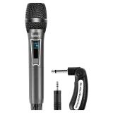 Wireless Karaoke Microphone, No Delay Handheld Microphone System with Rechargeable Receiver, Suitable for Singing, Teaching, Church, Weddings, and DJ Events (Black, 1 Microphone)