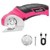 SnapFresh Cordless Electric Scissors, 4V Rechargeable Electric Box Cutter for Cardboard Boxes, Carpet & Paper, Rotary Cutter for DIY Projects, Safety Box Cutter with Battery & Type-C Cable (Hot Pink)