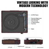 Vinyl Record Player Turntable with Built-in Bluetooth Receiver & 2 Stereo Speakers, 3 Speed 3 Size Portable Retro Record Player for Entertainment and Home Decoration