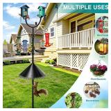 Squirrel Proof Bird Feeder Pole, Dual U-Shape 92" Adjustable Heavy Duty Stand, Multi-Purpose Outdoor Bird Feeding Station & Yard Decor, Includes Hooks, Trays, Baffle & Base