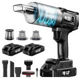 Car Vacuum Cordless, 35000PA Strong Suction Handheld Vacuum with 2 Detachable Batteries, 60Min Runtime Portable Vacuum Cleaner for Car Detailing, Pet Hair, Home Couch & Office, 350ML XL Dust Cup
