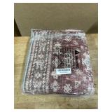 Washable Runner Rug, Boho Vintage Hallway Rug Non-Slip Rubber Backing, Low Pile Faux Cashmere Distressed Carpet for Living Room Bedroom Kitchen Laundry Entrance, Burgundy (Burgundy, 2x12ft)