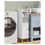 Hzuaneri Bathroom Storage Cabinet, Small Corner Floor Cabinet with Door and Shelves, Narrow Toilet Paper Holder, Bathroom Organizer with Adjustable Shelf, for Small Spaces, White BC08203X