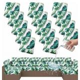 Smiry Waterproof Patio Cushion Covers, Stretch Outdoor Couch Slipcovers Replacement Washable Furniture Protector Sofa Chair Seat Cover for Dogs and Pets (14 Pcs, Green)