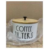 Coffee Filter Holder with Lid, Metal Round Coffee Filters Storage Container, White Large Coffees Pod Organizer Basket Coffees Bar Decor Accessories for Counter, Farmhouse