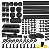 313Pcs Cable Management Kit, 67 Adhesive Cable Clips, Topavatop Desk Cord Organizer, 22 Reusable Cable Strap, 4 Cable Sleeve Split, 200 Nylon Cable Zip Ties with 20 Mounts for TV Office Home, Black