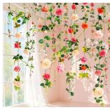 6 Pcs 35.4 ft Artificial Flower Garlands Hanging Wildflower Vines for Wedding Arch Decor Floral Backdrop Wall Fake Flowers for Bridal Shower Home Garden Party Decorations