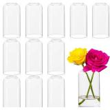 12pcs Glass Bud Vases - 5 Inch Tall Clear Flower Vases for Centerpieces, Glass Vase Modern Bud Vase for Wedding Party Dining Table Centerpieces, Living Room Decorative, Home Decor