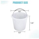 8 Inch Pool Skimmer Basket Compatible with Pentair 85014500 and S200/B200, Built-in Weight, Stainless Steel Handle with Rubber Grip