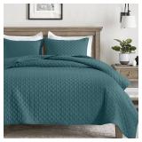 HORIMOTE HOME Quilt Queen Size Teal Blue, Lightweight Quilts for Summer Ultra-Soft Microfiber Modern Style Quilted Clouds Pattern Bedspread Quit Set 3 Pieces(1 Quilt and 2 Pillow Shams)