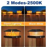 APONUO Solar Post Cap Lights with Flickering Flame & Warm White, 12-Pack for 4x4 Wood/Vinyl Posts, Solar Powered Deck & Fence Lights, Auto On/Off, IP65 Waterproof, Glossy Black