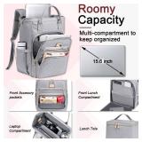 Weitars Lunch Backpack For Women,15.6 Inch Laptop Backpacks For Womens Back pack, Travel Backpacks,Work Backpack For Women (Gray)