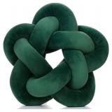 Knot Plush Throw Pillow Kids Handmade Knotted Star Pillow Soft Sofa Lumbar Cushion Stuffed Cushion Home Office Children Room Decor, Emerald Green